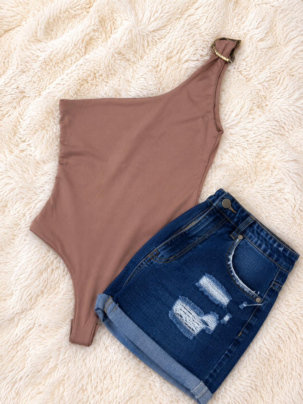 One Shoulder Buckle Bodysuit