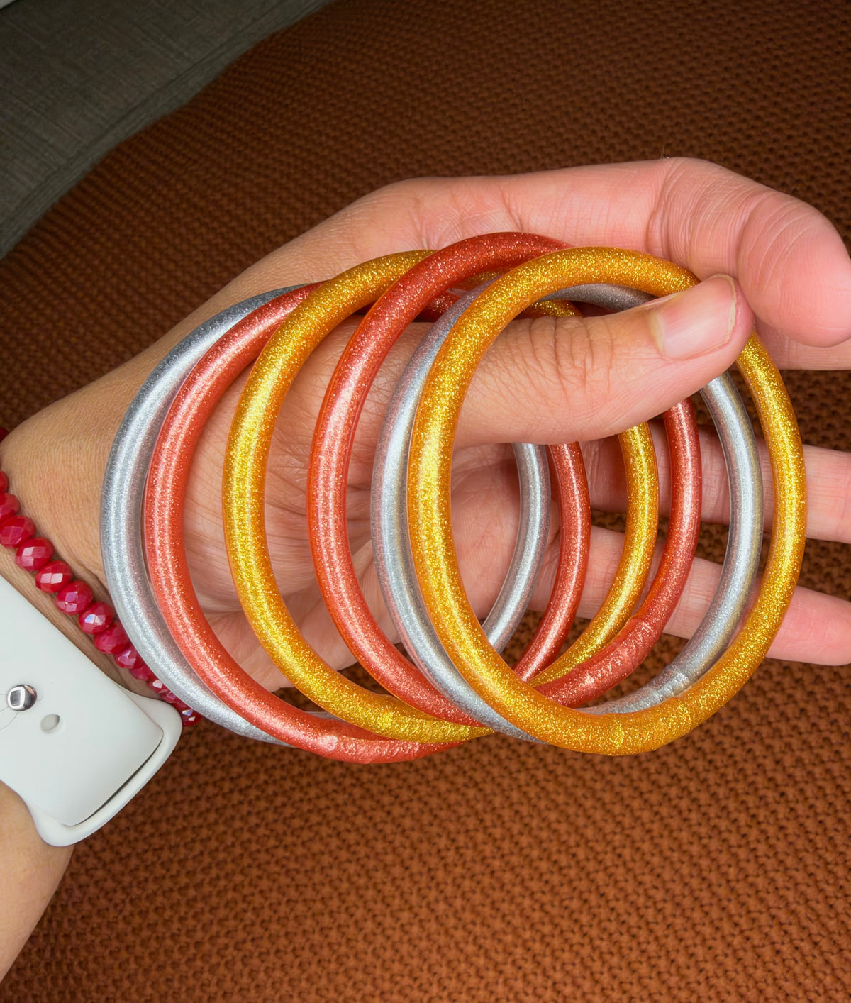 Shimmer Glitter Tube Bangle Bracelet Set - JIAD product photo 2