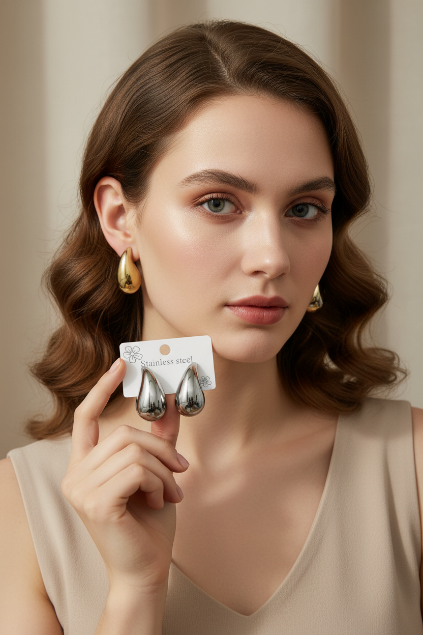 Teardrop Stainless Steel Earrings