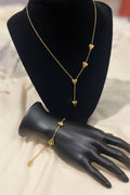Golden Hearts Necklace & Bracelet Set