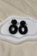 Black Beaded Statement Earrings