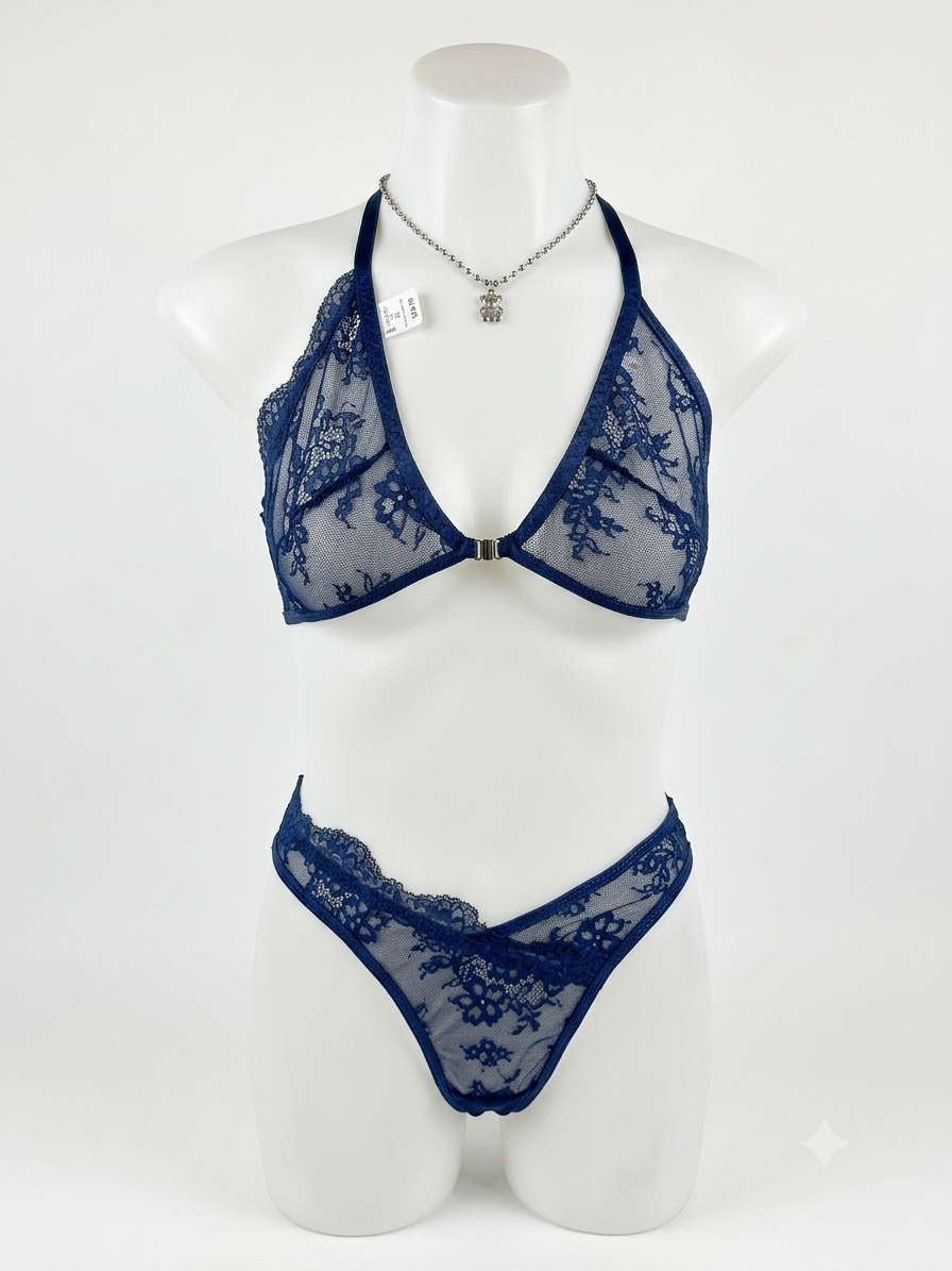 Midnight Blue Lace Set