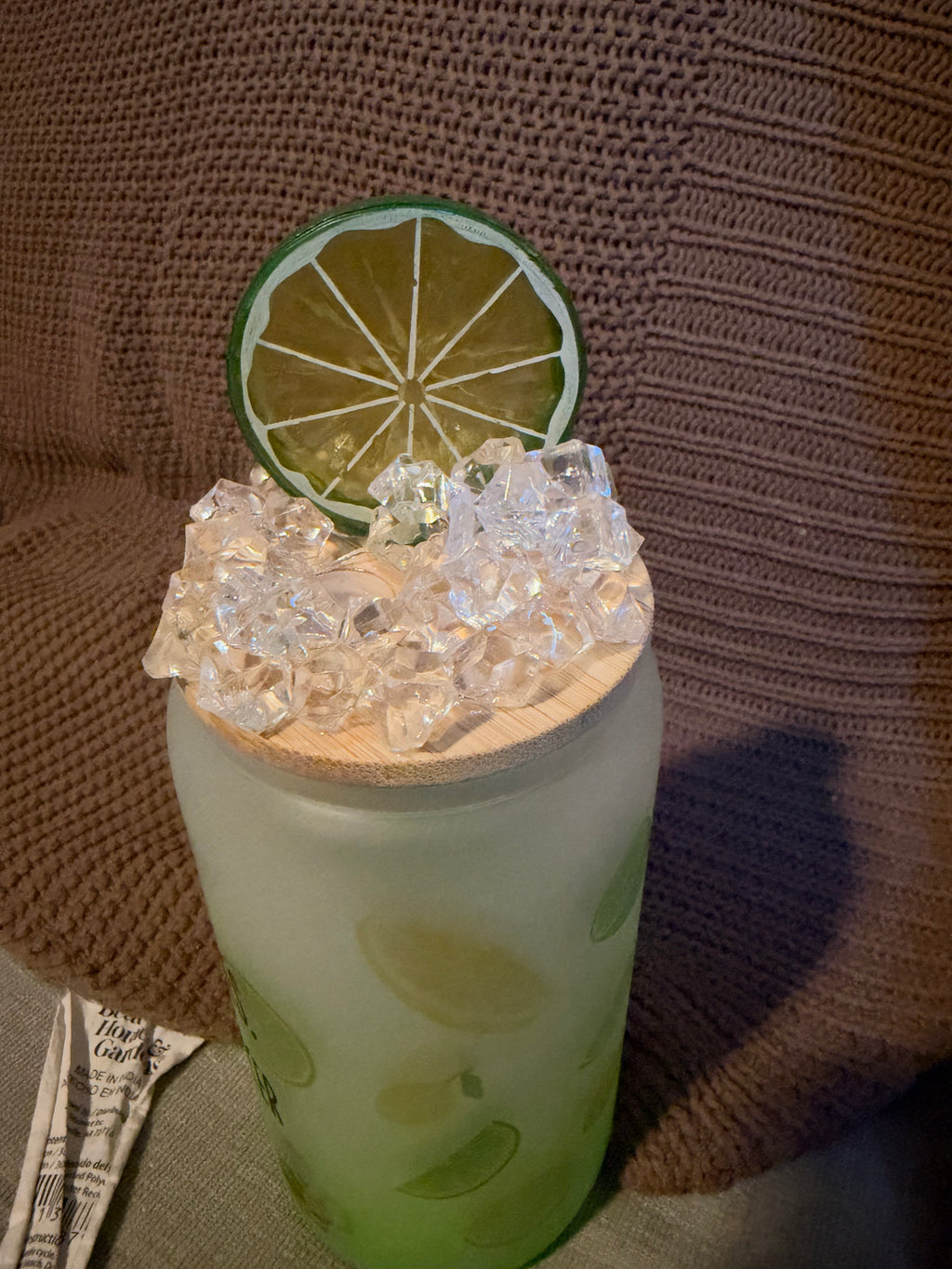Lemonade Frosted Glass Tumbler with Bamboo-Style Lid - JIAD product photo 2