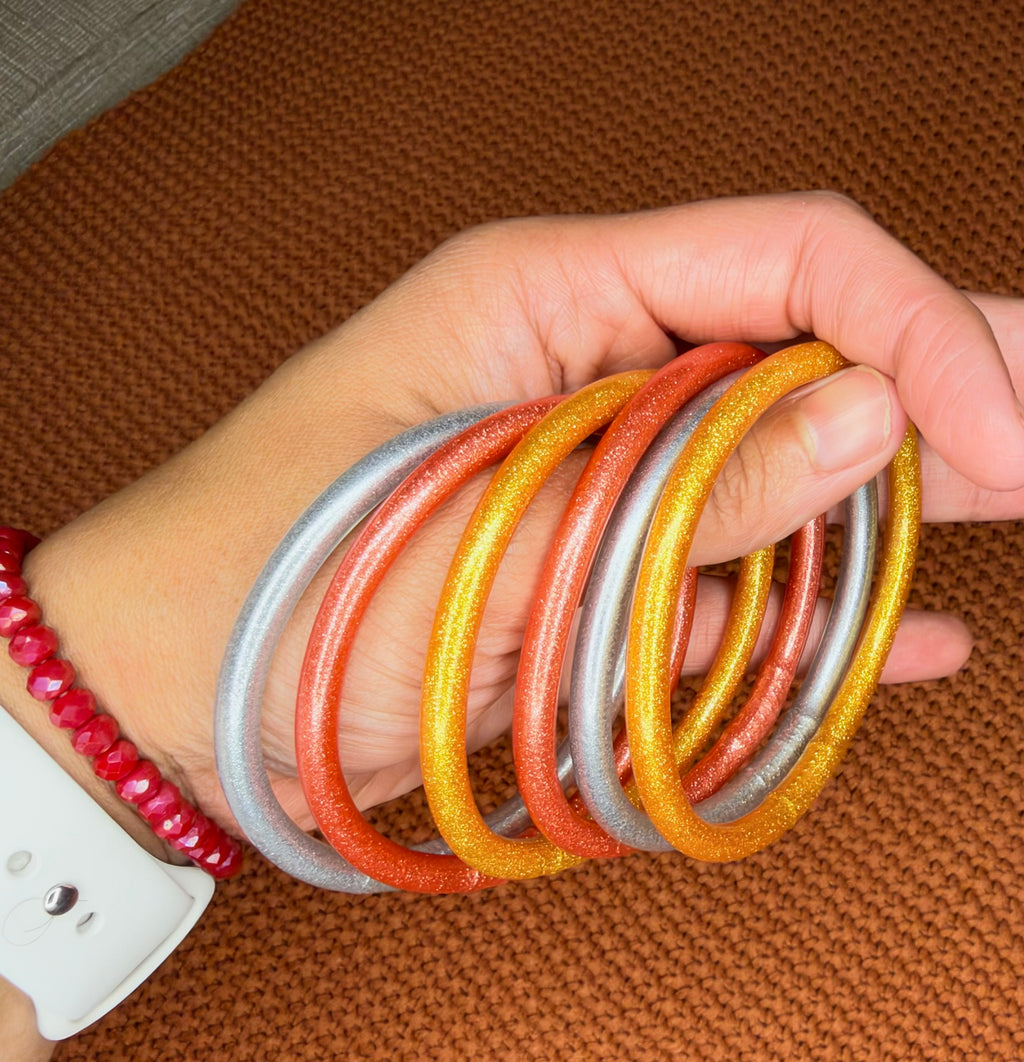 Shimmer Glitter Tube Bangle Bracelet Set - JIAD product photo 3