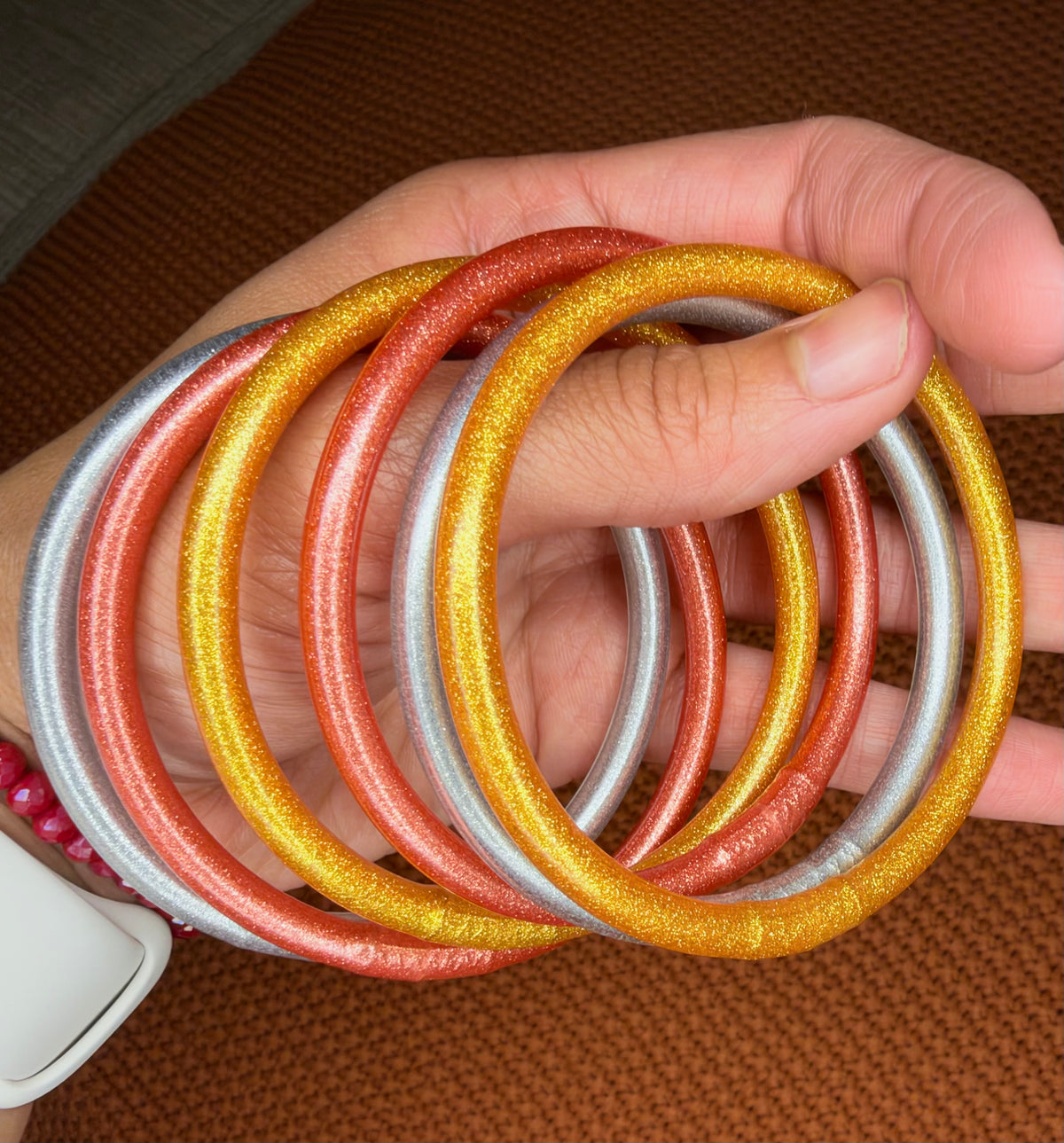 Shimmer Glitter Tube Bangle Bracelet Set - JIAD product photo 1