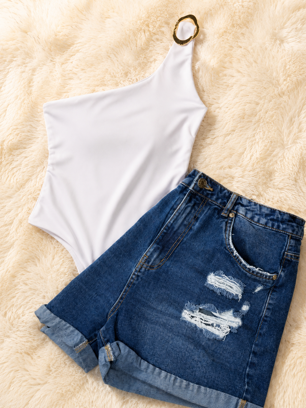 One Shoulder Buckle Bodysuit