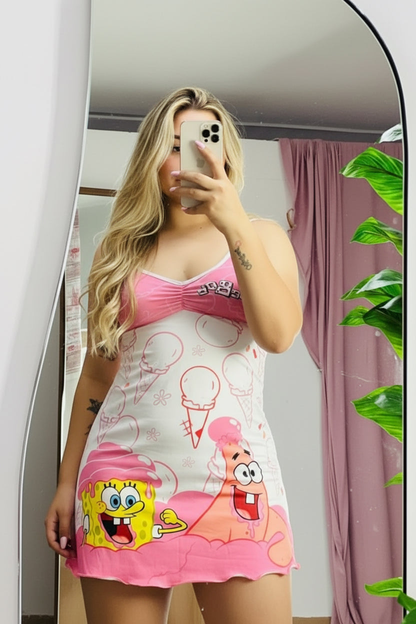 Pink Cartoon Sleep Dress