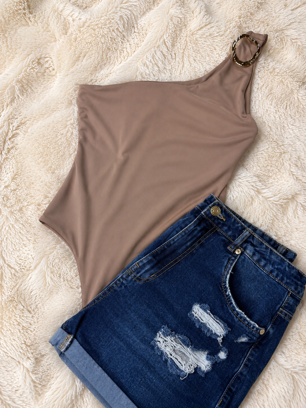 One Shoulder Buckle Bodysuit