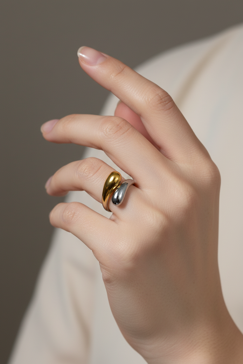 Two-Tone Teardrop Ring