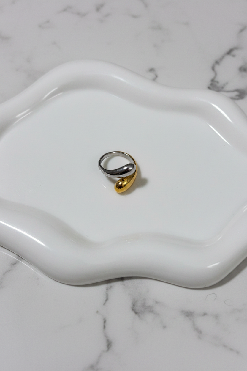 Two-Tone Teardrop Ring