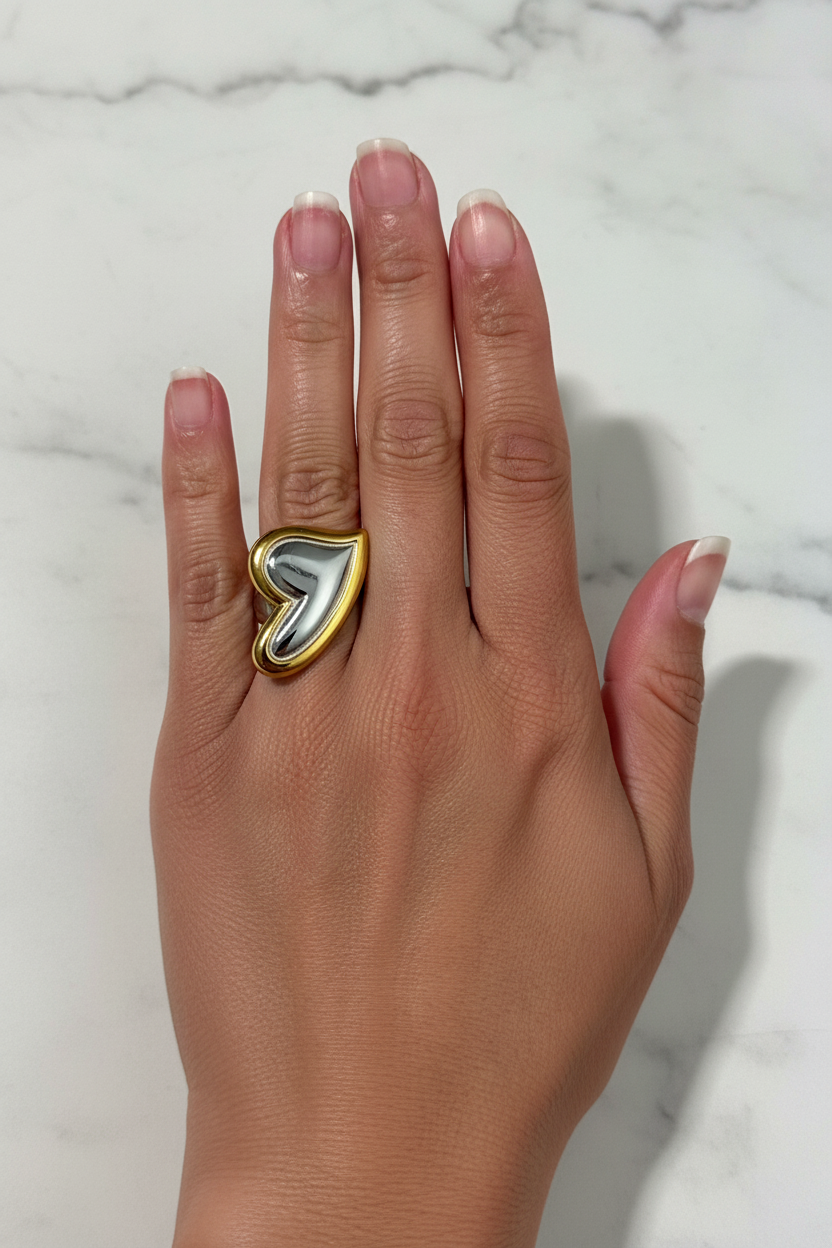 Golden Heart Two-Tone Ring