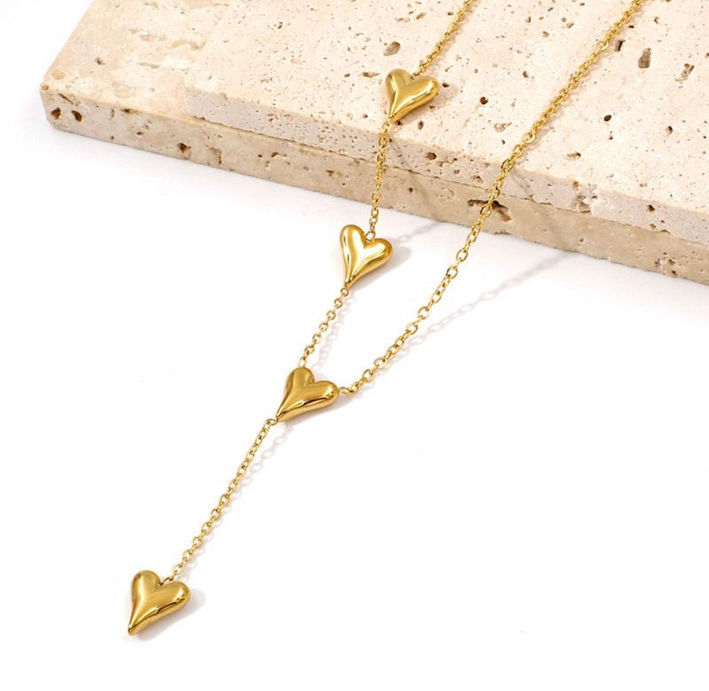 Golden Hearts Necklace & Bracelet Set