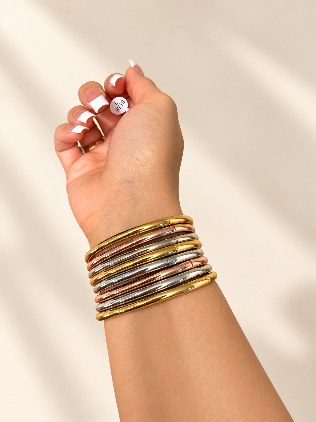 Mixed Metal Bangle Bracelet Set – 4 Pieces