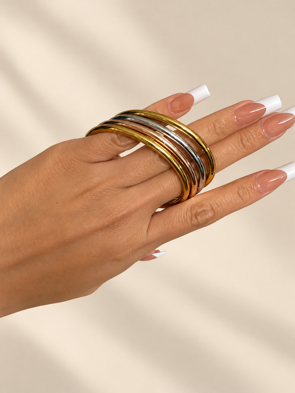 Mixed Metal Bangle Bracelet Set – 4 Pieces