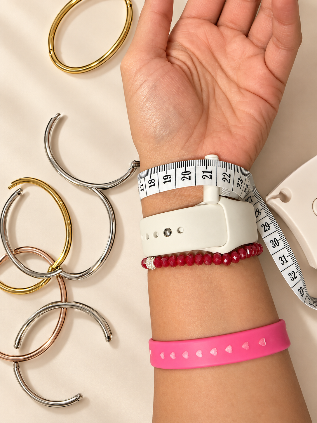 Mixed Metal Bangle Bracelet Set – 4 Pieces