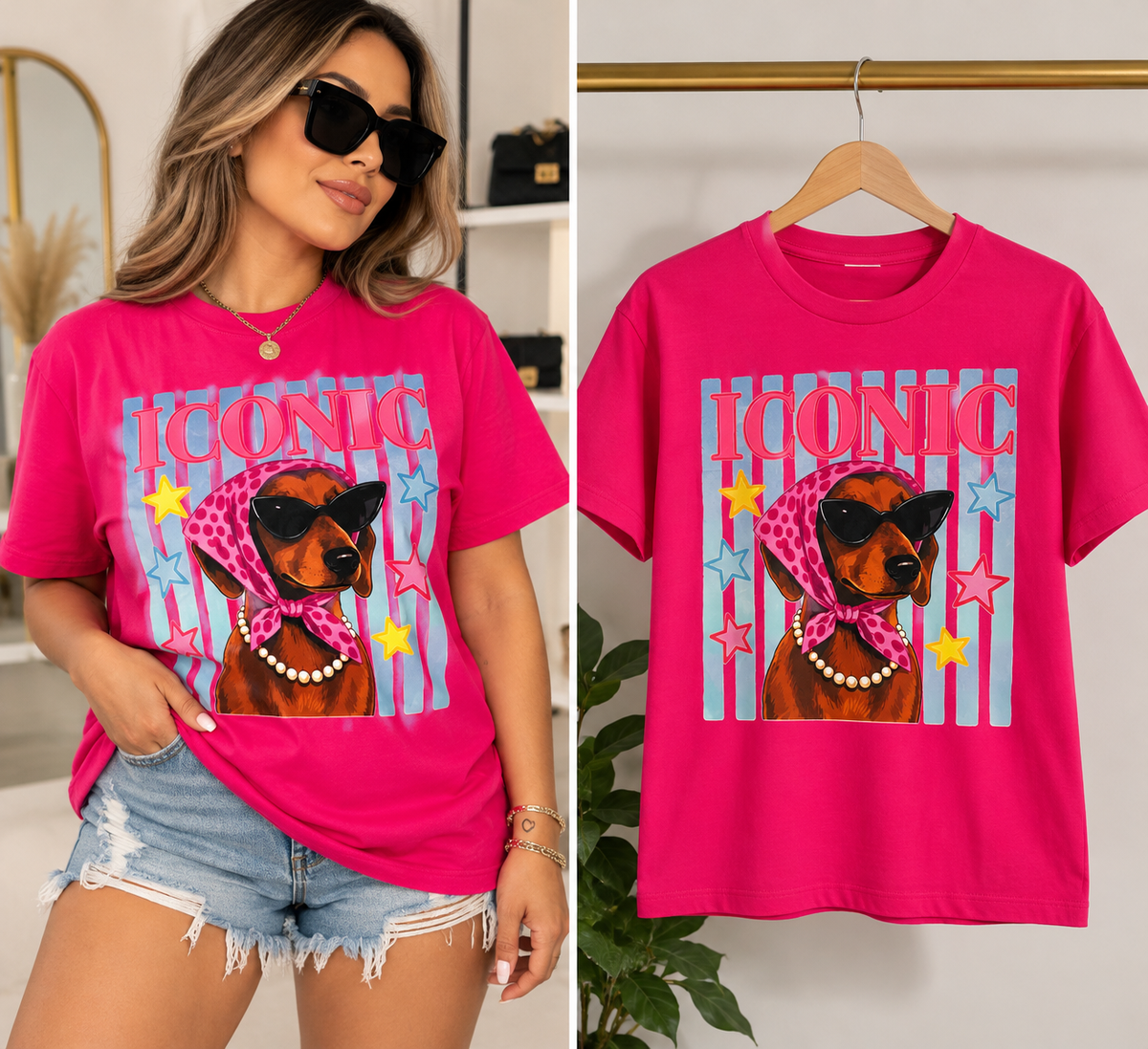 Chic Doggy Graphic Tees – Cool-Touch Fabric T-Shirts - JIAD product photo 1