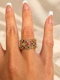 Multicolor gold plated openwork statement ring - product photo 1