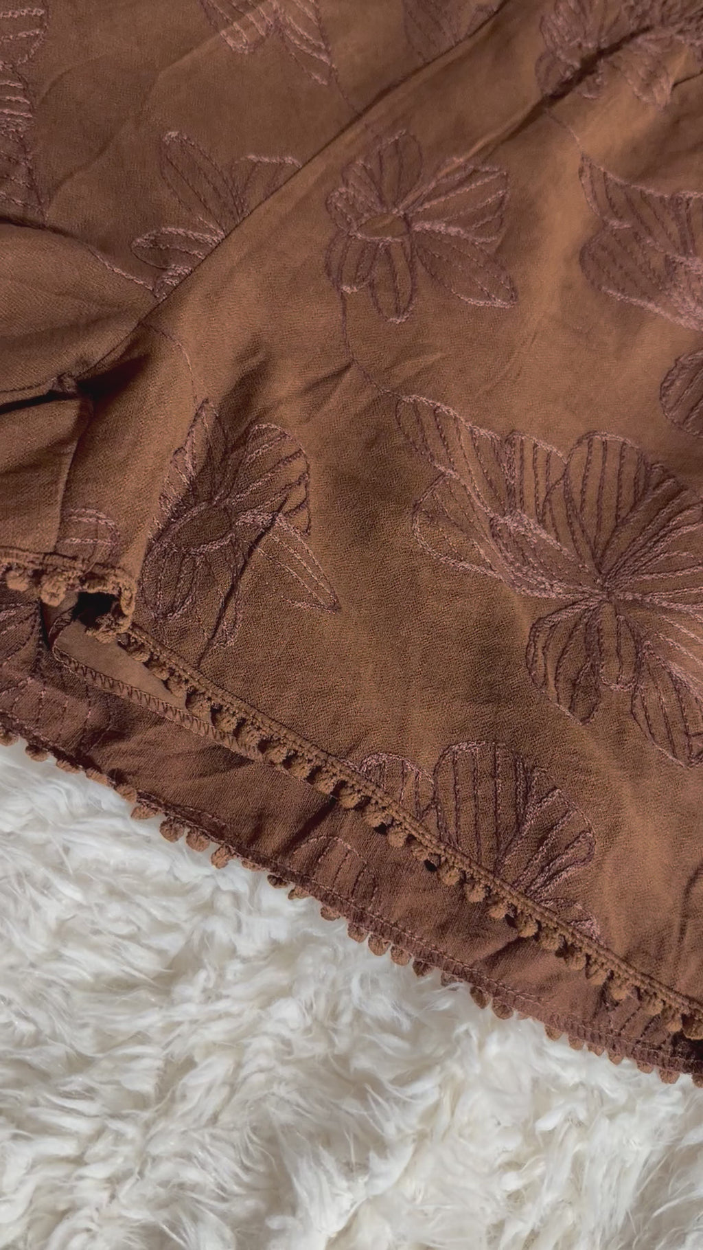 Embroidered Floral High-Waist Shorts